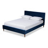 Baxton Studio Frida Royal Blue Velvet Upholstered Queen Size Bed 157-9571